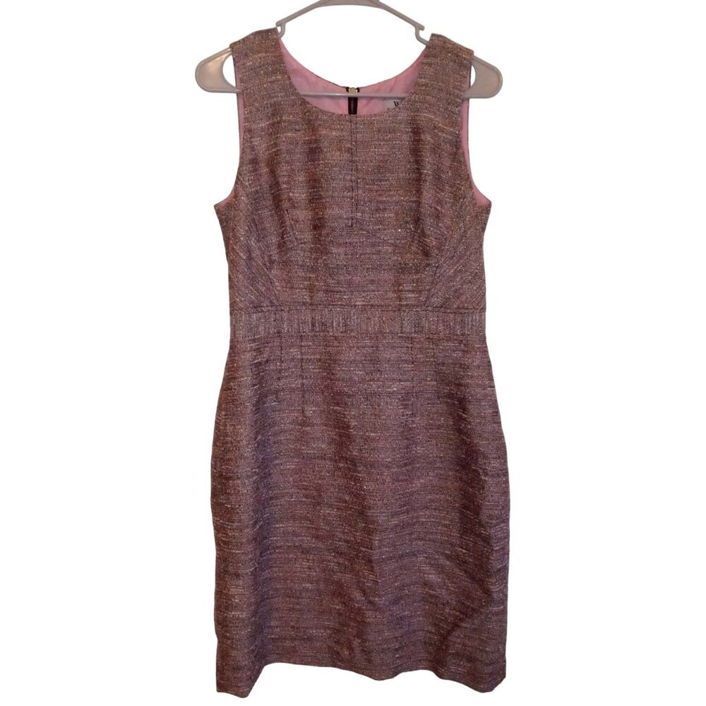 Worthington Pink Metallic Bouclé Tweed Sheath Dress - Size 10